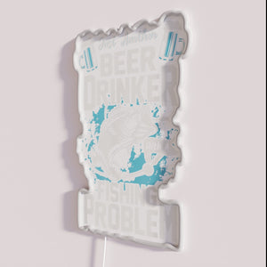 RGB Neon Sign: Humorous Beer Lover with Fishing Obsession Room Decor
