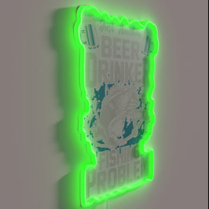 Neon bar decor sign for beer lovers with fishing humor.