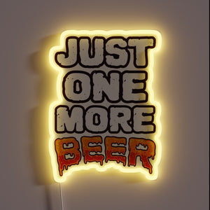 Cheerful retro neon sign with humorous drinking quotes in colors.