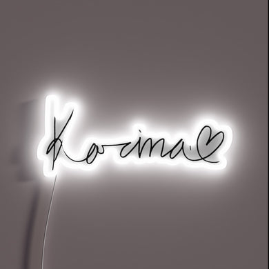 Exclusive karina signature handwriting in vibrant neon RGB LED glow