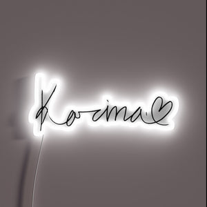 Exclusive karina signature handwriting in vibrant neon RGB LED glow