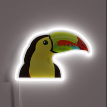 Load image into Gallery viewer, Keel Billed Toucan RGB neon sign, front view lit, printed on acrylic