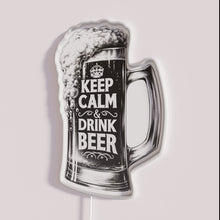 Load image into Gallery viewer, Neon Bar Sign with Humorous &#39;Keep Calm Drink Beer&#39; Quote