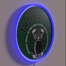 Load image into Gallery viewer, Eye-catching Keg Inspector neon sign with colorful RGB glow accents.