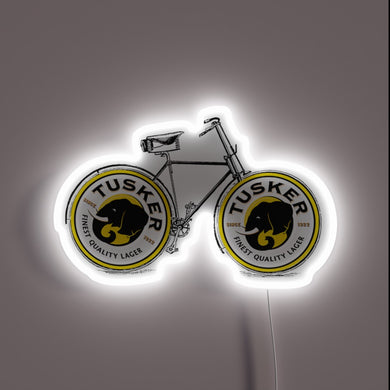 Vibrant Neon Sign of a Tusker Bike in Nairobi Style