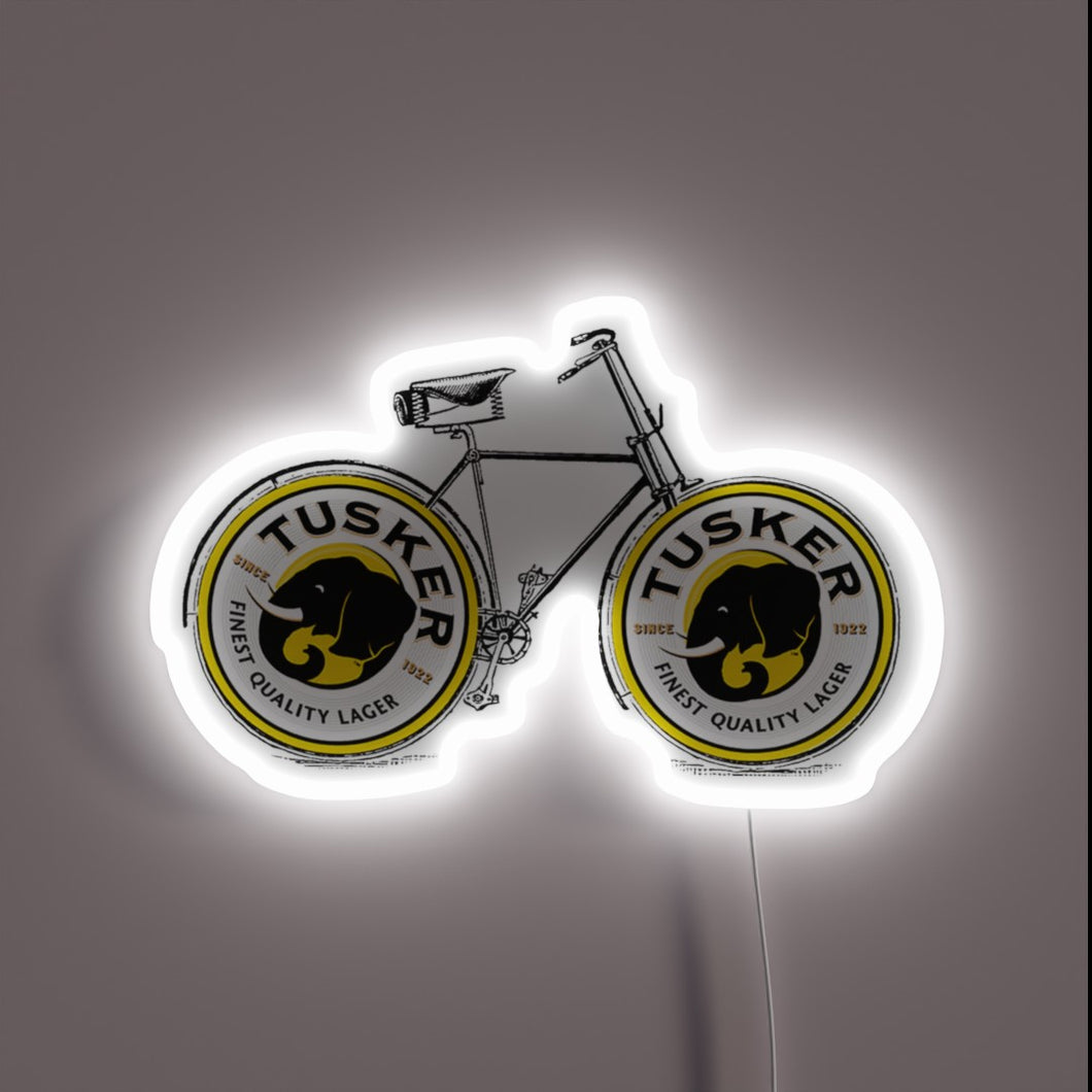 Vibrant Neon Sign of a Tusker Bike in Nairobi Style
