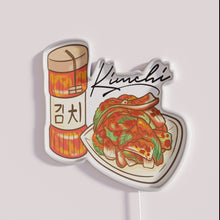 Load image into Gallery viewer, Neon Korean food sign featuring bold kimchi lettering in vibrant color