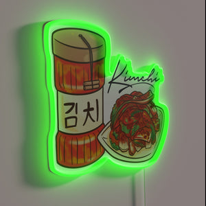 Korean-Style Spicy Fermented Cabbage Recipe with Colorful Neon Lettering