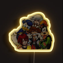 Load image into Gallery viewer, Kingdom Hearts Friends RGB neon sign, front view lit, printed on acrylic