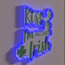 Load image into Gallery viewer, Fun Irish-themed vaccinated love sign with colorful RGB neon accents.