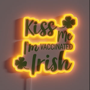 Irish Health Warning: Vaccine Status Confirmed in Colorful Neon Sign