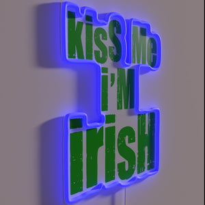 Whimsical Irish charm illuminated by colorful RGB neon lights.