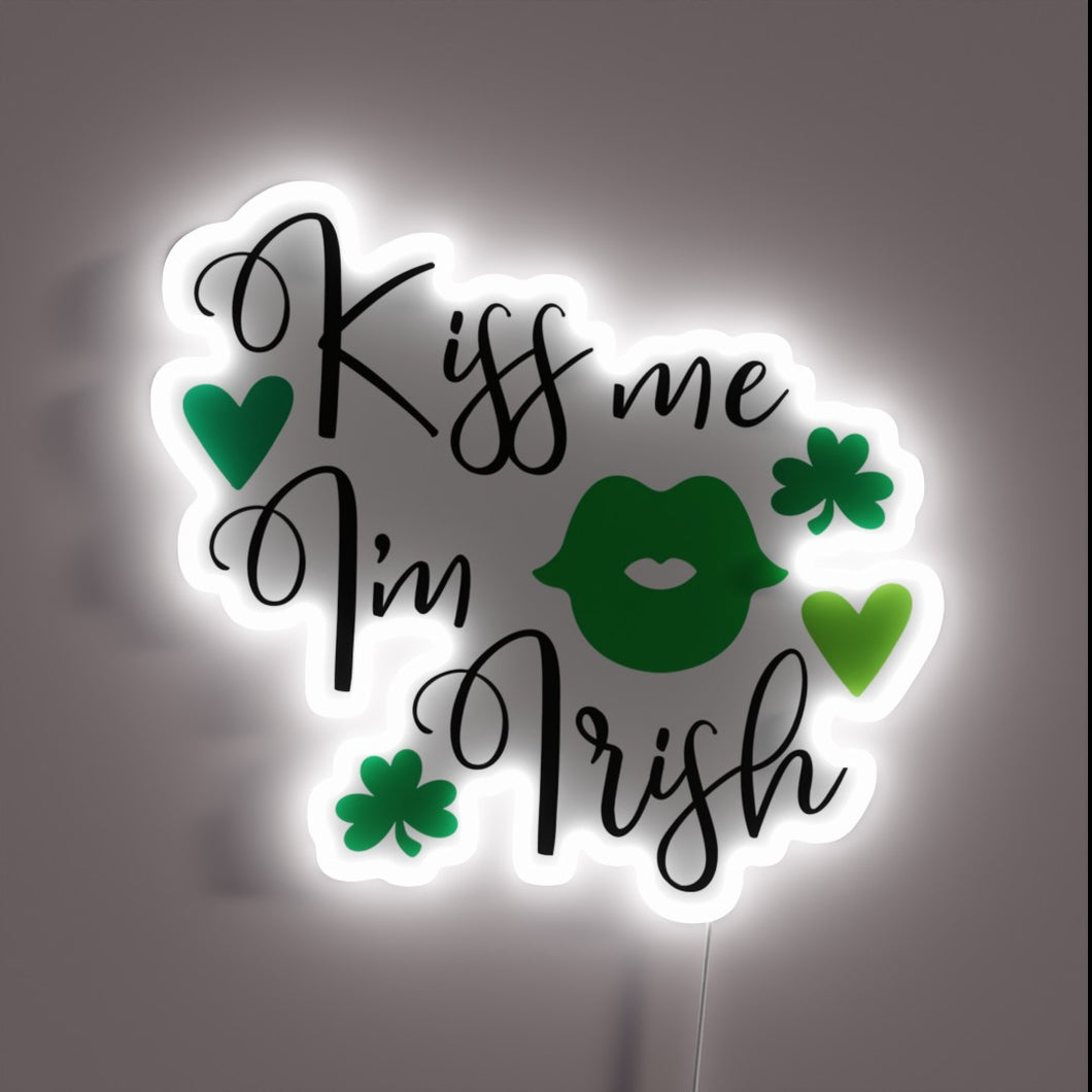 Colorful Irish pride expression in vibrant, glowing neon letters