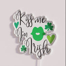 Load image into Gallery viewer, Irish Heritage Decorative Neon Sign with Whimsical Kiss Me Design