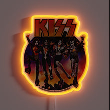 Load image into Gallery viewer, Glowing customneon sign featuring the iconic rock band KISS