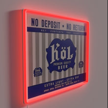 Load image into Gallery viewer, Color-Changing RGB Neon Sign Reads &#39;Kol&#39; in Distressed Metal Letters