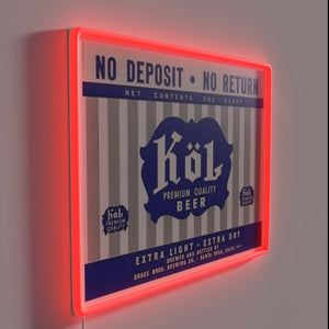 Color-Changing RGB Neon Sign Reads 'Kol' in Distressed Metal Letters