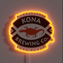 Load image into Gallery viewer, A tropical vibe glows through this neon sign featuring the Kona Brewing Co. logo from Hawaii — handcrafted island refreshment with a laid-back lizard flair.