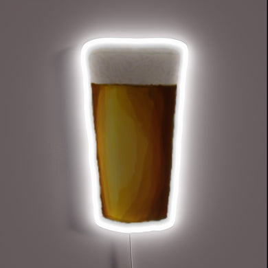 Luminous neon beer sign glowing with vibrant lager-themed colors