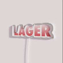 Load image into Gallery viewer, Vibrant RGB LED Neon Sign with Bold Red Stripe Lager Typography