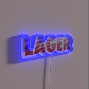 Eye-catching neon sign features bold Lager and Red Stripe branding.