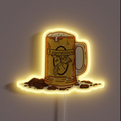 Vibrant RGB Neon Sign Featuring Lager Statten Stein Glass Design