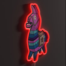 Load image into Gallery viewer, Lama Battle Royale Character RGB neon sign, side view lit showing the depth of the acrylic sign
