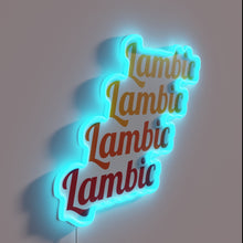 Load image into Gallery viewer, Vibrant color-changing Lambic brewery logo wall decoration in neon style.
