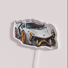 Load image into Gallery viewer, Neon Lamborghini inspired concept car decoration with colorful RGB lighting.