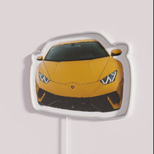 Load image into Gallery viewer, Vibrant Lambo logo neon sign with programmable RGB colors installed