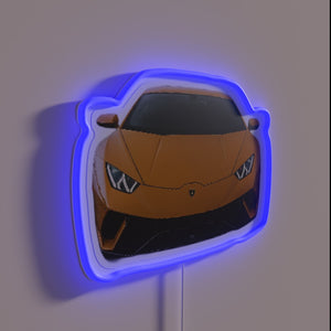 Elegant Lamborghini car logo in vibrant RGB neon illumination