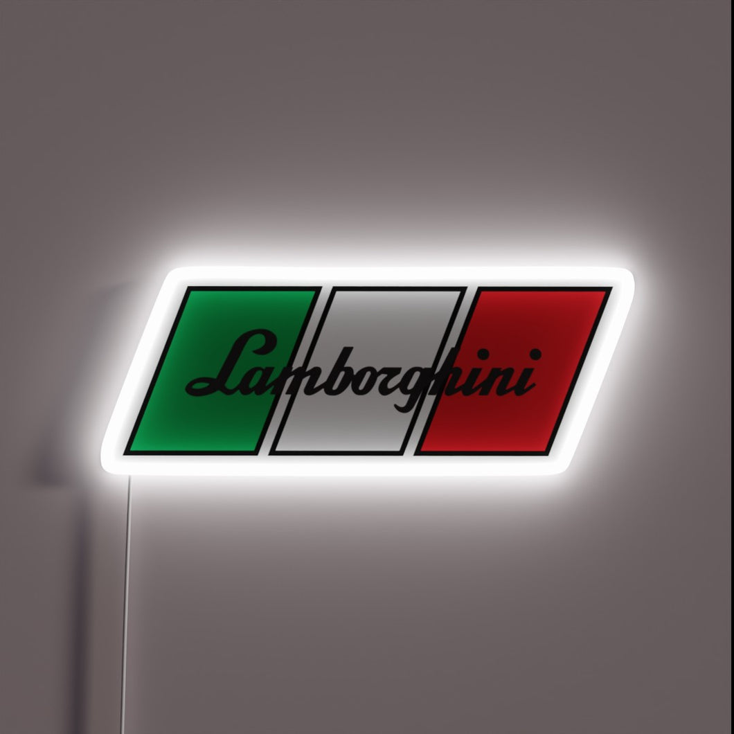 Authentic Italian Luxury Auto Brand Emblazoned in Neon RGB Colors