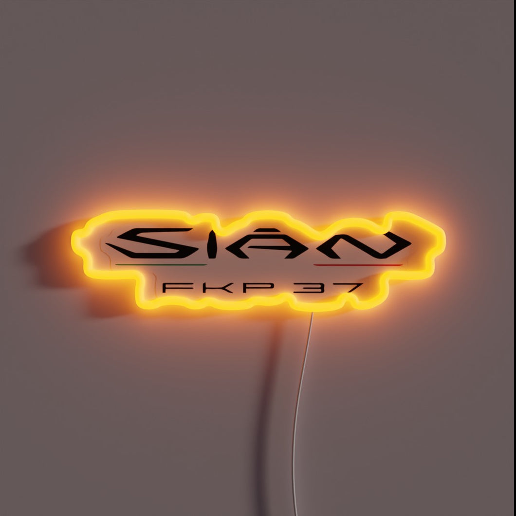 Authentic Lamborghini Sián FKP 37 logo in vibrant RGB neon light