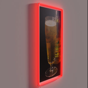 Neon RGB bar decor featuring iconic Landshark beer logo graphic.