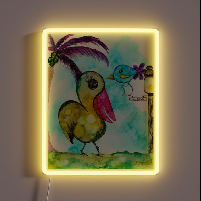 Vibrant Las Olas LED sign with customizable color-changing RGB neon display.