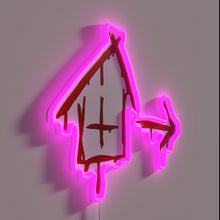Load image into Gallery viewer, Left 4 Dead-inspired Safehouse illuminated logo in bold red glow.