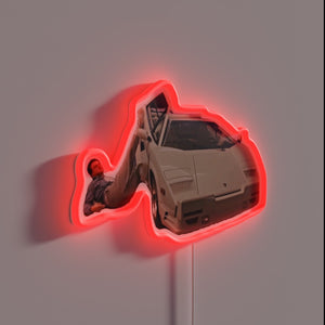 Vibrant RGB neon light-up poster featuring Leonardo's Lamborghini car design.