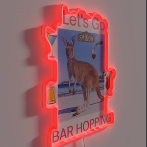 RGB Neon Sign: Let's Go Bar Hopping Nightlife Party Vibe