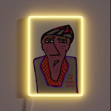Vibrant RGB LED neon sign with musical tone design inspiration.