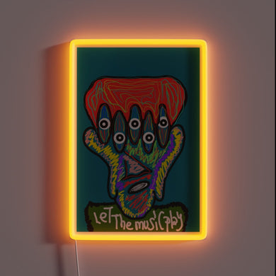 Backlit RGB Sign with Music Notes and Soundwave Design Element