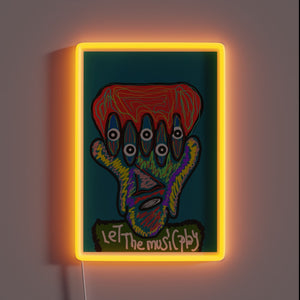 Backlit RGB Sign with Music Notes and Soundwave Design Element
