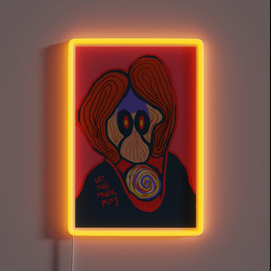 Vibrant RGB Neon Sign with Melodic Music Inspired Design
