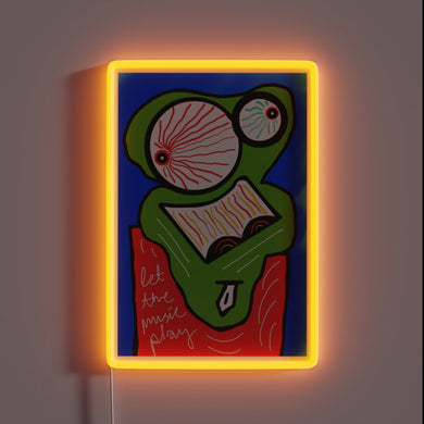 Add vibrant ambiance with this colorful neon music sign display.