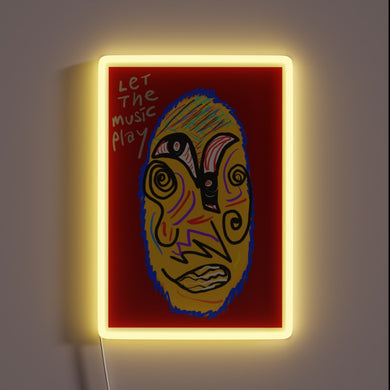 Vibrant RGB LED neon sign for music lovers and partygoers.