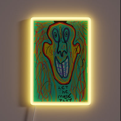 RGB Neon Sign with Music Play Motif, Vibrant Color Scheme