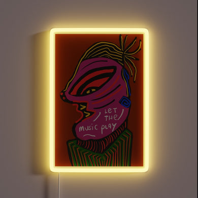 Let the music play in vibrant colorful neon style