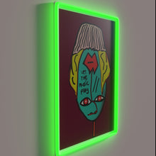 Load image into Gallery viewer, Let the music play, vibrant RGB neon bar decor sign.