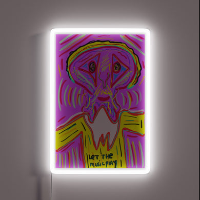 Vibrant RGB Neon Sign with Let the Music Play Message