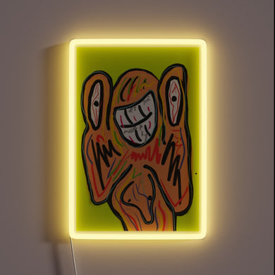 Vibrant RGB LED neon sign with musical note design element.