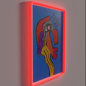 Retro inspired, vibrant color, electronic dance music themed neon sign.